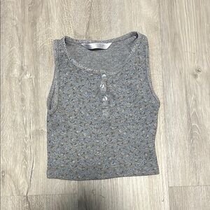 Gray Sleeveless Knit Top